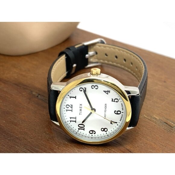 Timex Women's Watch TW2V94800 Quartz Indiglo White Dial Black Leather Strap 30mm - Picture 8 of 14